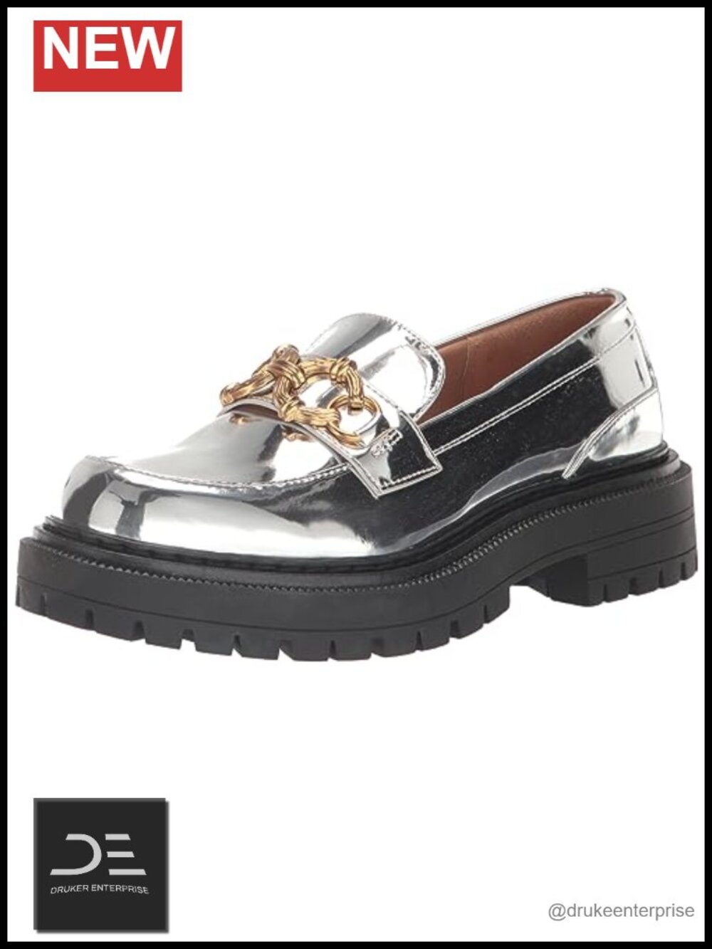 Chunky Lug Sole Leather Loafers Slip-Ons